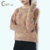 Giftu 86050# Wholesale Ladies High Quality Brand Knitted 100% Cashmere Pullover Sweaters