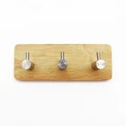 Stainless Steel and wooden Coat Hook Wall Mounted Self Adhesive Hook Bathroom adhesive wall calendar Hanger Hook
