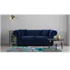 Traditional Design Blue Velvet Sofa In Soft Fabric With Dark Stain Legs