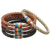 Handmade Hottest Multicolor Drop Oil Magnetite Woven Hemp Leather Bracelet