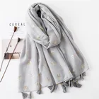 Wholesale 2018 hot sale kids hijab fashion multicolor solid soft long hot stamping bird african headwrap with tassel