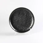 High quality melamine round shaped japanese korean restaurant dinner matte black slate stone dish plates