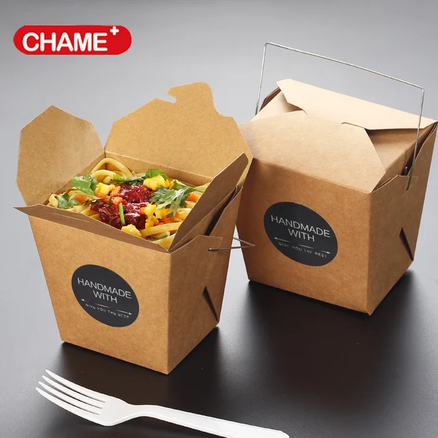 kraft chinese brown food box ,deli take away noodles /rice