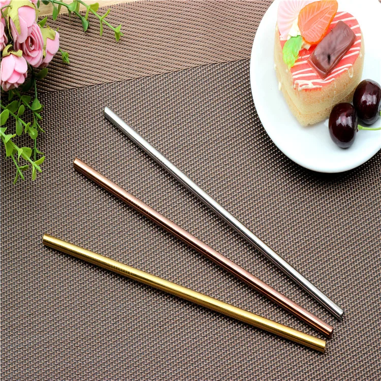Stainless Steel Gold Plated Reusable Drinking Straws, FDA Passed Gold Metal Straws