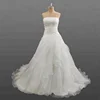 Alibaba Real Photos Wedding Gown Bridal Dresses Simple Strapless Ruffled Organza Ball Gown Cheap Wedding Dresses