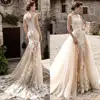 AC-1048 Latest Sexy Boat Neck Mermaid Lace Wedding Dress with Removable Skirt