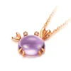 White gold Cute Crab Silver Pendant with Purple Gem silver jewelry 2019