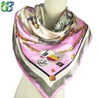 Wholesale Fashion Design Print 100% Polyester Satin Silk 90cm*90cm Square Lady Scarf