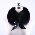Winter Neck Warmer And Hat Knitted Mesh Infinity Scarf Formal Fox Fur Collar Vintage