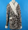 Wholesale heated Women High Quality cheap Coral fleece bathrobe leopard printed robe