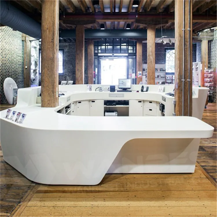 Luxury White Reception Desk Bill Counter Cashier Counter for Supermarket and Retail Store from