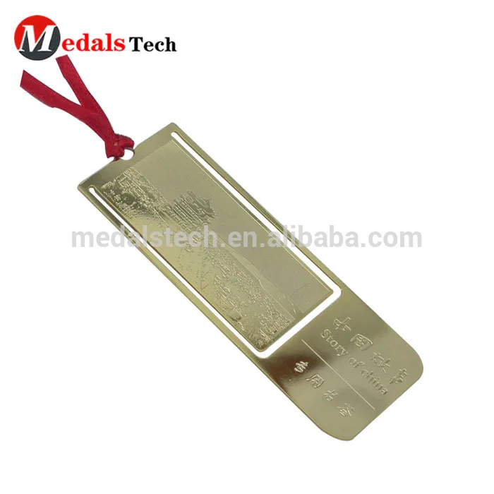 Stamping OEM custom design gold plate metal unique enamel bookmarks
