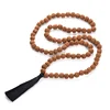 2019 Handmade Jewelry Rudraksha Mala 108 Bead Necklace With Black Tassel for Yoga Meditation