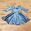 Crushed velvet fabric twirly peplum childrens dresses 10 year old girl dresses for party