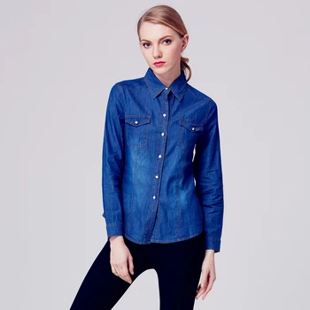 ladies long denim shirt