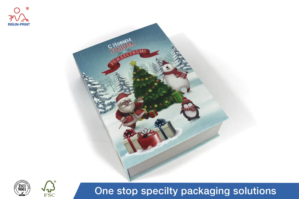 christmas decorative flip book shape gift box