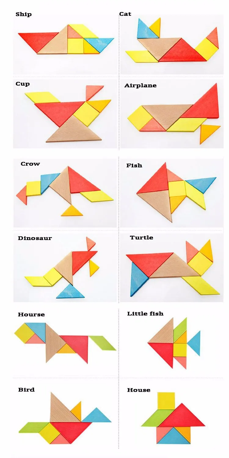 Natural Color 3d Diy Wooden Tangram Games Children's Educational Toys