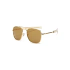 In Stock New Type Fashion Custom Uv400 Big Metal Frame Double Bridges Women Sun Glasses