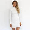 Spring Autumn knit high neck long sleeve solid high quality cotton sweater lace up women sexy dress