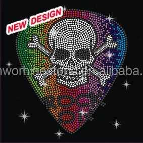 Beautiful rhinestone transfer designs Skull Baseball bats ball S 1 (109)