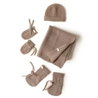 High Quality Winter Kids Knitted 100% Cashmere Hat/Scarf/Gloves 4 Pieces Set
