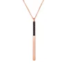 925 Sterling Silver Jewelry Accessories Rose Gold Women Long Bar Charm Necklace