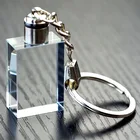 Blank 3D Laser Engraving Car Logo Crystal Glass Keychain Custom Crystal Gift Items for Wedding