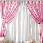 Curtain High Quality Cheap Fancy Satin Ready Made Blackout Window Curtain Living Room