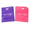 Biodegradable retail clothing shopping package custom printed pink purple plastic die cut handle bag