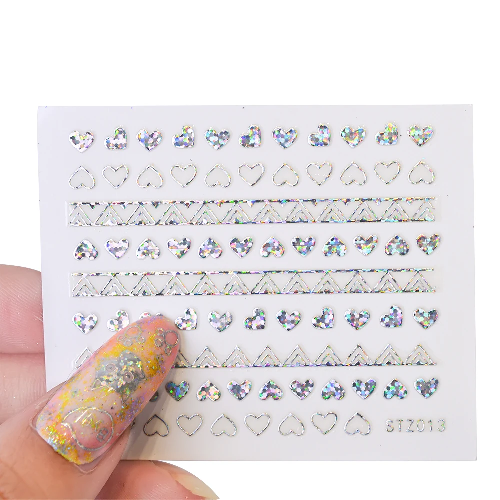 Laser Nail Art Water Transfer Watermark Sticker Cat Jewels Shining 2