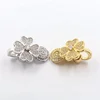 Metal Brass Micro Pave CZ Clover Flower Charms End Caps Connector Clasps Fit For Gem stone Necklace Bracelet Jewelry findings