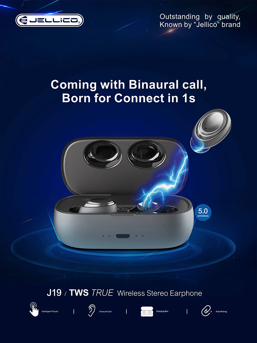 Jellico 2019 new design J19 truely In Ear tws wireless earphones bluetooth headset - ANKUX.COM
