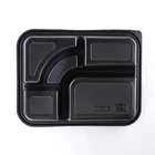 5 Compartment Safe Food Container with Lid/Divided Plate/Bento Box/Lunch Tray