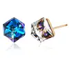 Xuping cube stud women earrings, Wholesale style jewelry earring, Fashion designs crystals from Swarovski