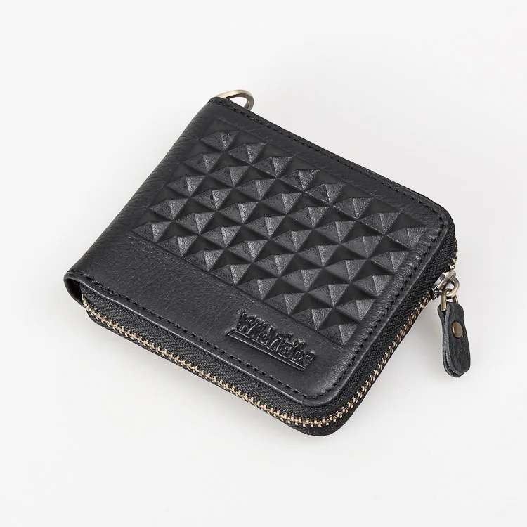 Designer Luxury Brand Vintage Casual 100% Genuine Leather Cowhide Men Short Bifold Zipper Wallet Wallets Coin Purse Pocket Man