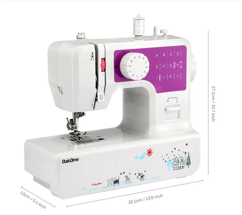 Mini Household Sewing Machine with 12 Different Stitches EU US Plug Adjustable Speed USB Socket 3 Color Sewing Machine for Home12