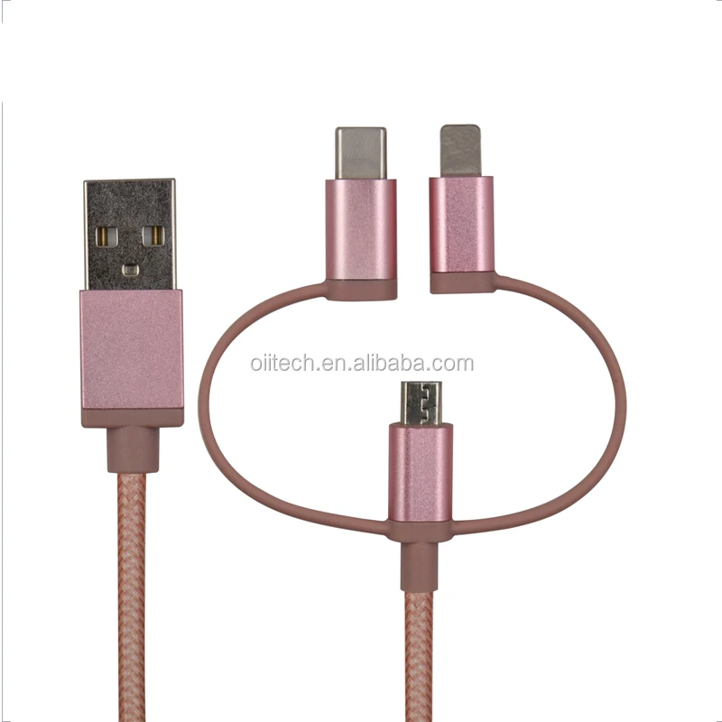 High quality nylon braided 3 in 1 multi usb data cables charging cable and sync data - ANKUX.COM