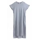 2019 summer new women's wild thin round neck side slit dress