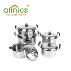 Allnice Stainless steel 10pcs hight stock pot sets with steel lid