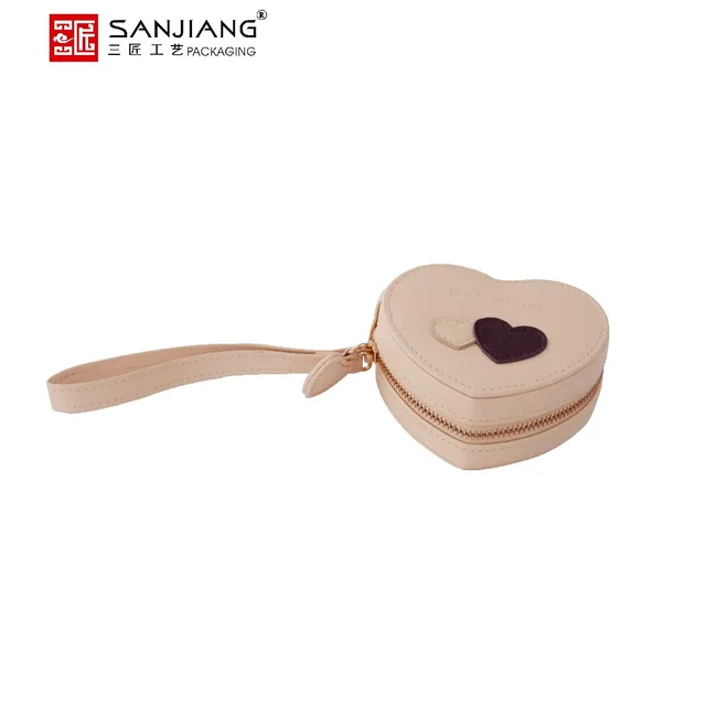 custom heart shape leather jewelry gift storage box containing