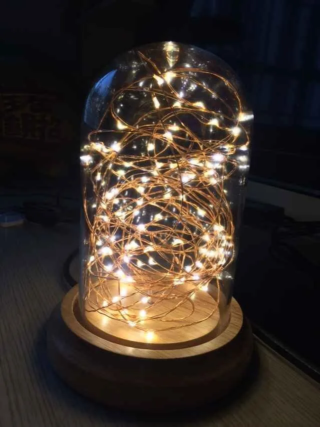 Factory Direct Sales Led String Light Glass Cloche / Led Glass Dome Lamp D12 * H2ocm - Buy Led ...