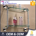 Brass material double layer modern glass shower shelves
