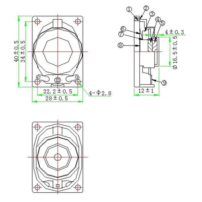 LS2840N-7F-R4 Waterproof Laptop Internal 4ohm 2W Rectangle ABS Frame Loudspeaker 2.83v - ANKUX.COM