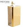 Meiyani standing one piece pedestal basin full set luxury golden color sink dubai golden wash basin