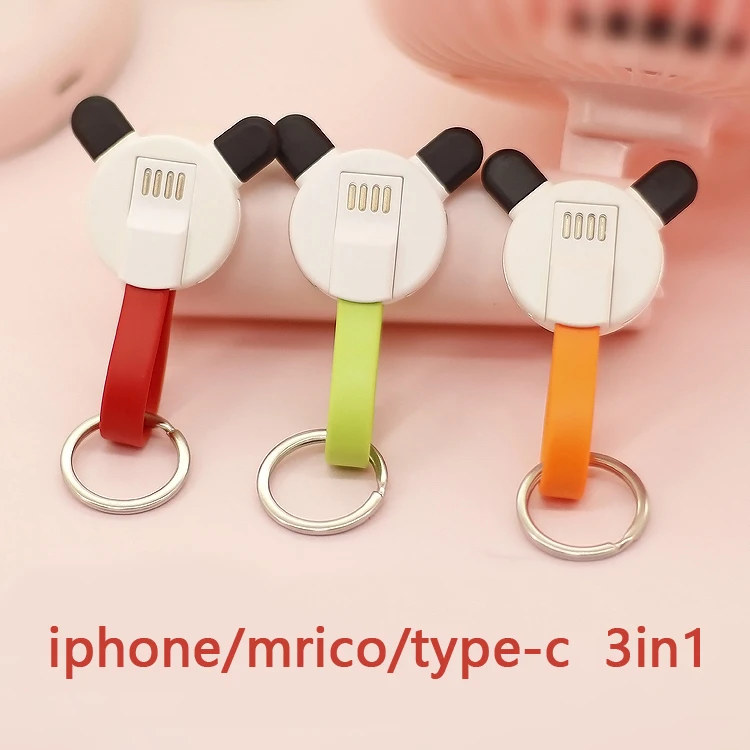 Peiba Portable 3in1 magnetic micro usb cable with keychain fast keyring usb data magnetic cable for IOS for Android for Type C - ANKUX.COM