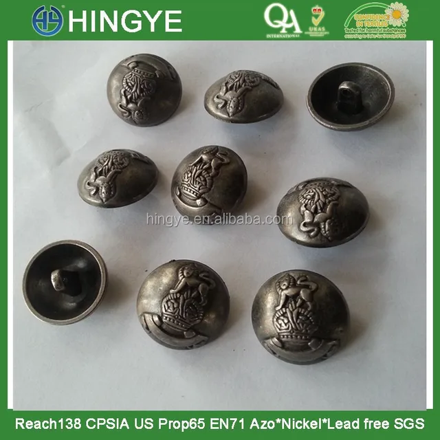 metalhead,heatmetal lion head logo metal shank button in anti-silver color -m1690
