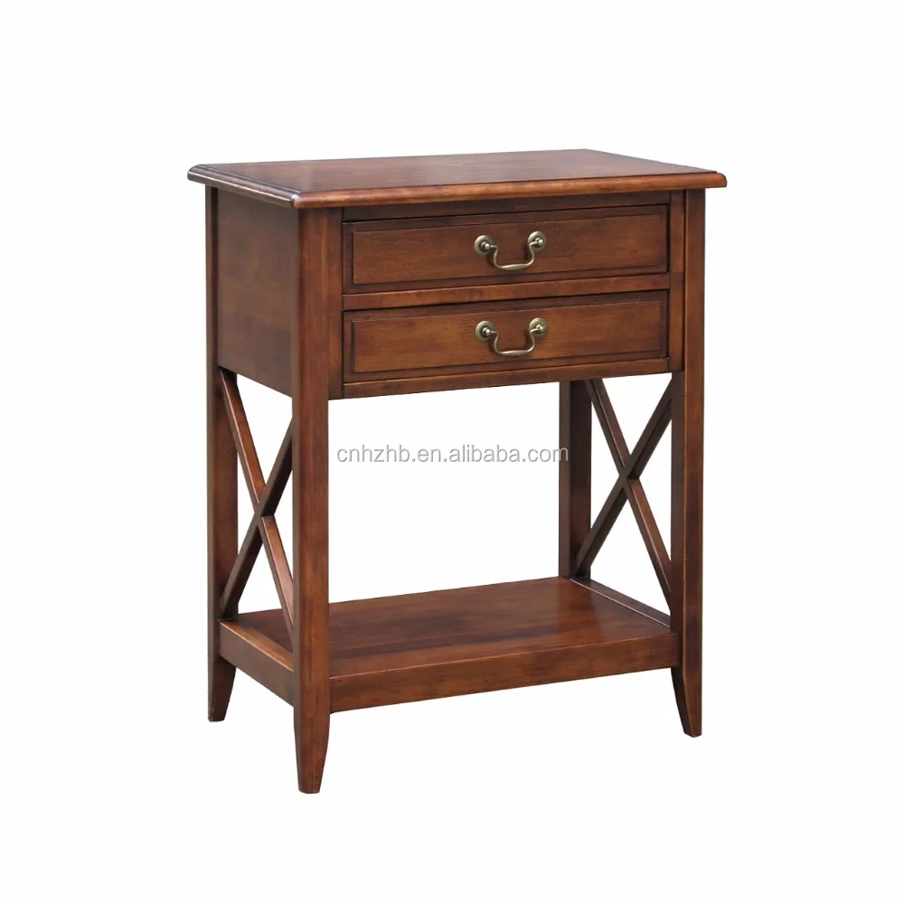 Especial cor marrom 2 gavetas de madeira maciça cama mesa de cabeceira mesa lateral