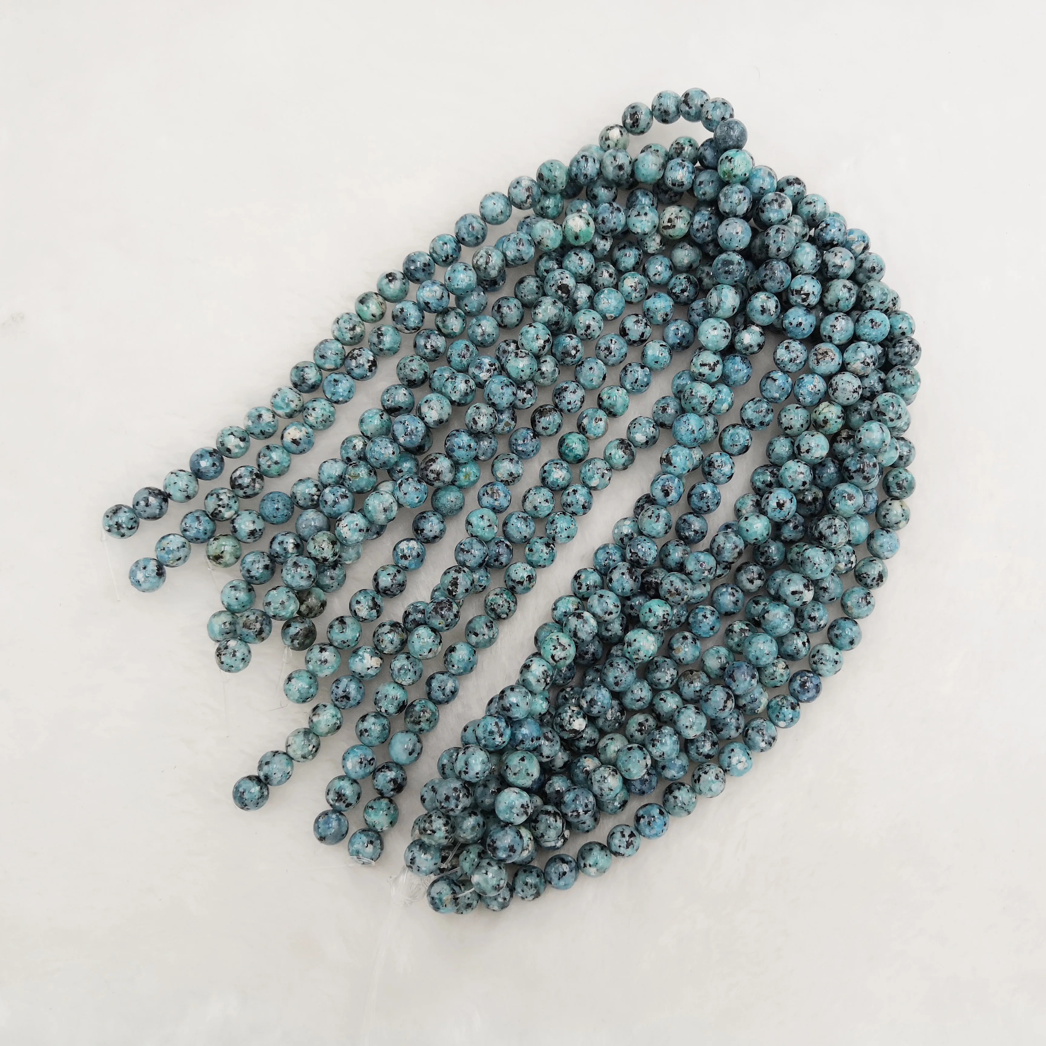 Azul blanco de piedras preciosas jaspe hilos cadena ronda cuentas semi preciosas piedras para la fabricación de la joyería pulseras
