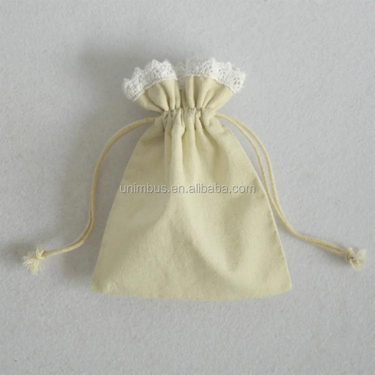 unique design cotton drawstring jewelry pouch gift bag with l