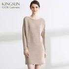Elegant Bateau Neck 100% Cashmere Women Sweater Dress High Class Sweater for Winter